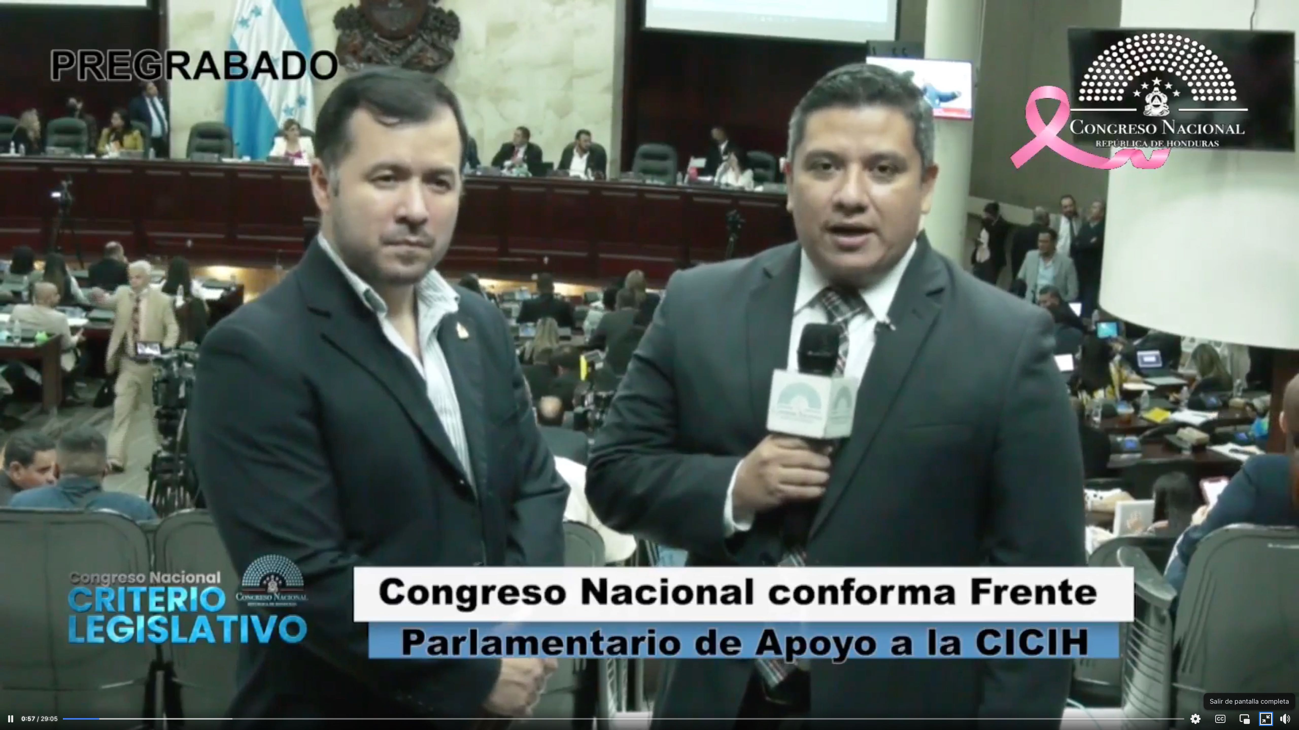 CONGRESO NACIONAL CONFORMA FRENTE PARLAMENTARIO DE APOYO A LA CICIH